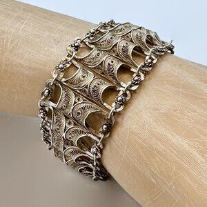 Antique Victorian Bracelet: Vintage 800-900 Silver Cannetille 1880s Etruscan